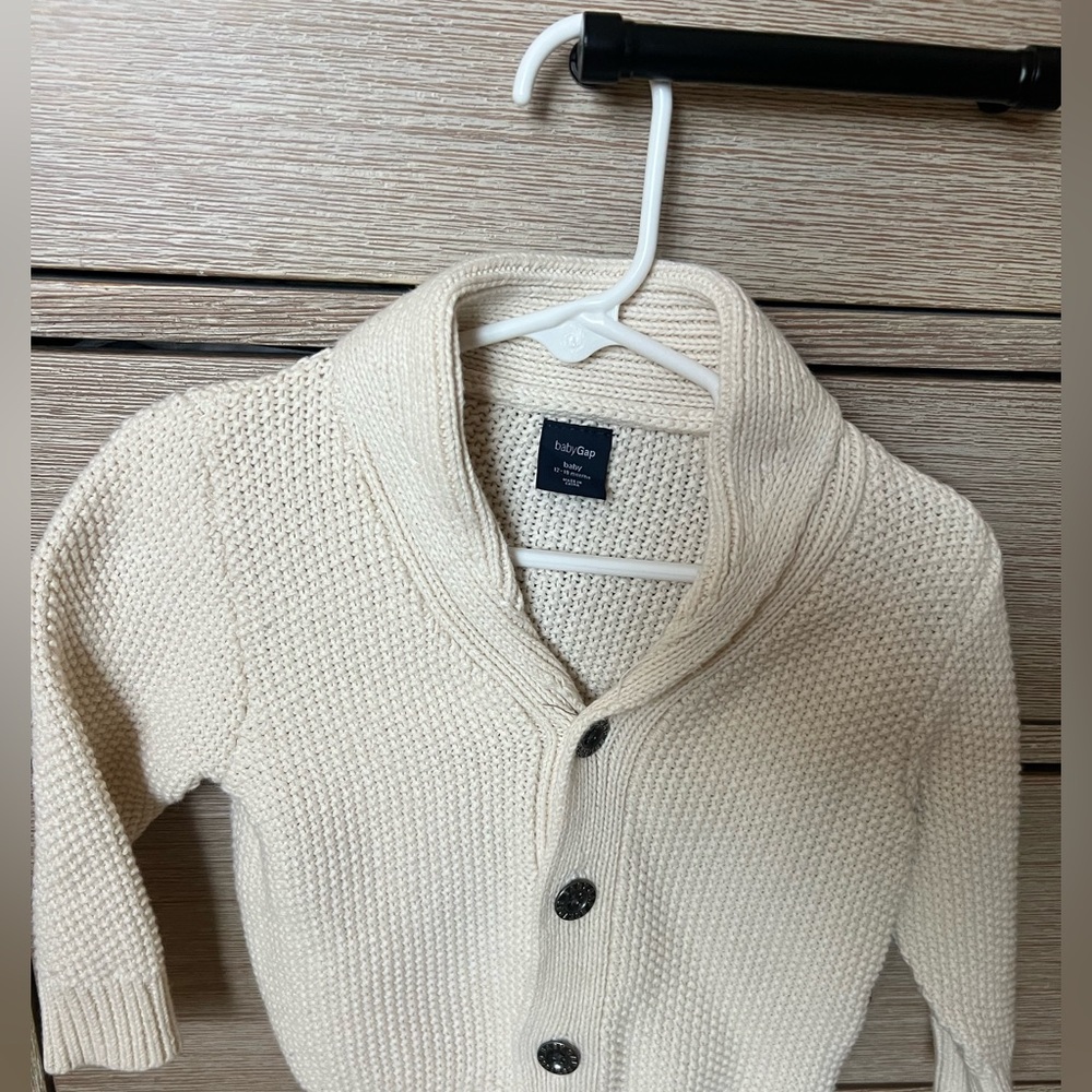 Cream Knit Button-Up Cardigan - Baby Gap